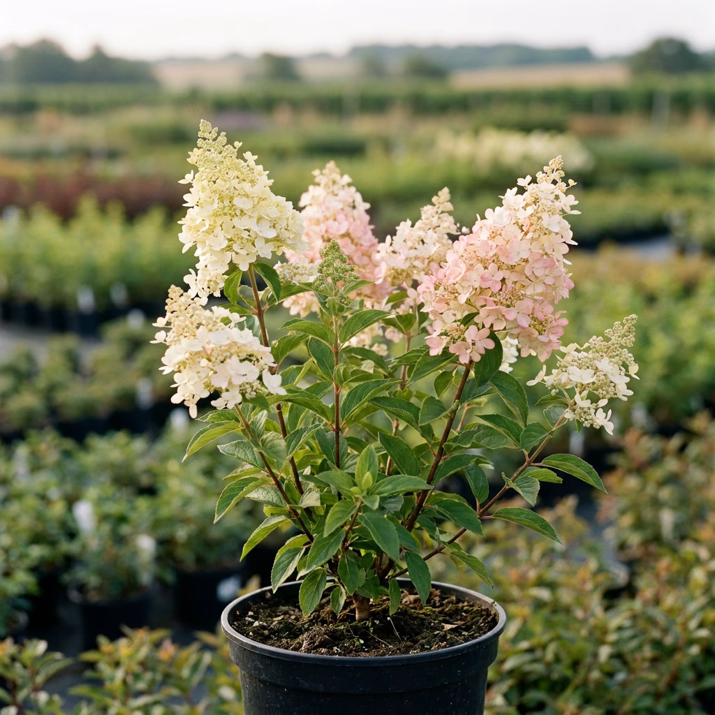Hortensia paniculé, Hydrangea paniculata, Sol frais · pépinière Les Jardins de Lutz Crespin