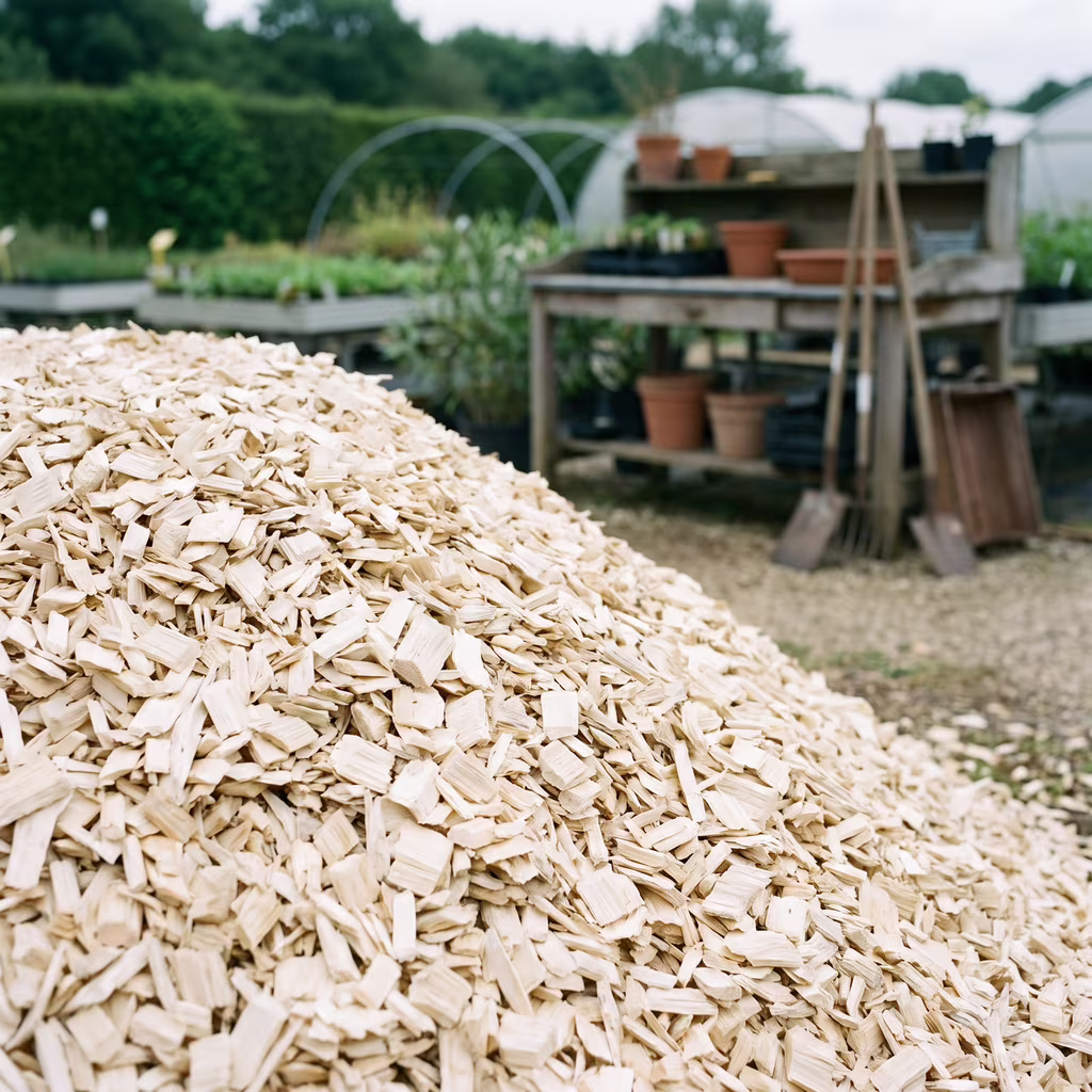 Plaquettes de bois blanc de peuplier pour paillage végétal