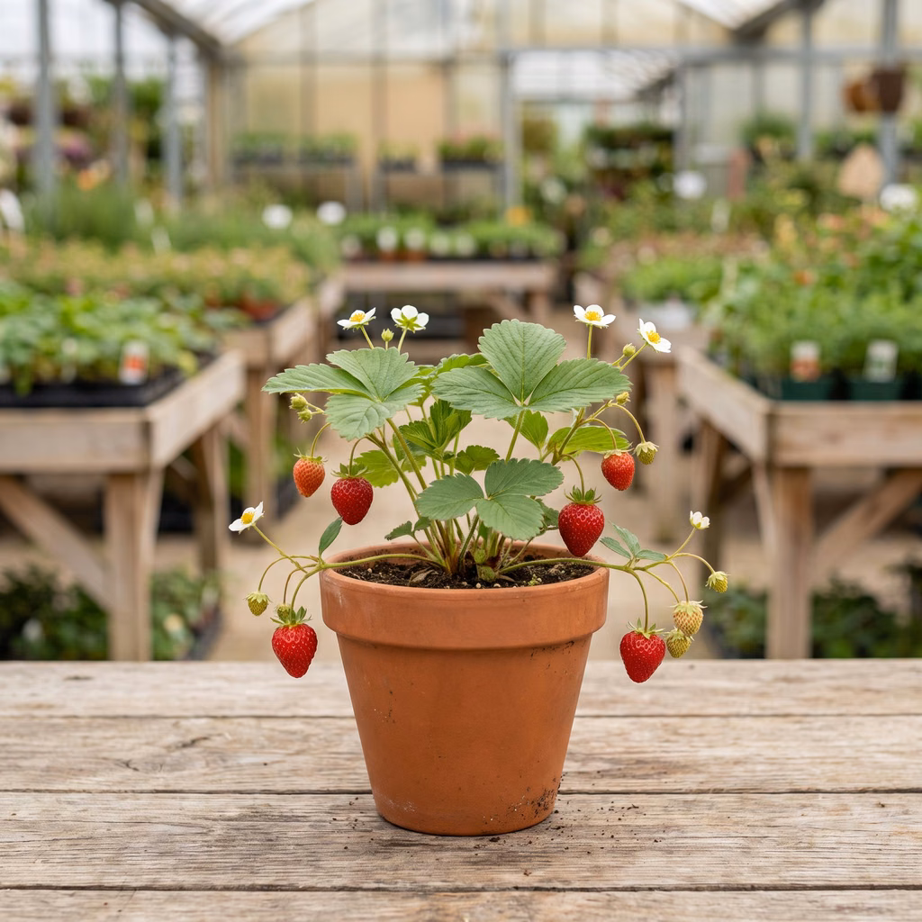 Fraisier, Fragaria × ananassa · Pépinières Crespin