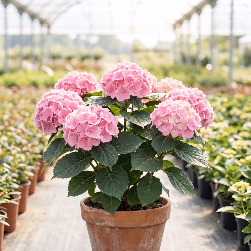 Hortensia à grandes feuilles, Hydrangea macrophylla · Pépinières Crespin